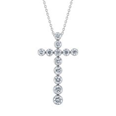 1ctw Lab Grown Diamond White Gold Cross Pendant Necklace