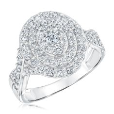 1ctw Oval-Shaped Diamond Composite White Gold Engagement Ring | Harmony Collection