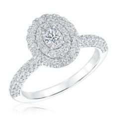 1ctw Oval-Shaped Diamond Double Halo White Gold Engagement Ring | Couture Collection