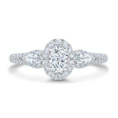 1ctw Oval Diamond Halo White Gold Engagement Ring - Couture Collection