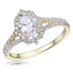 1ctw Oval Diamond Yellow Gold Engagement Ring