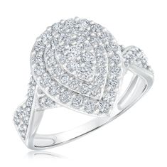 1ctw Pear-Shaped Diamond Composite White Gold Engagement Ring | Harmony Collection