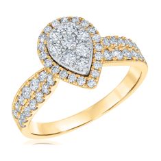 1ctw Pear-Shaped Diamond Composite Yellow Gold Engagement Ring | Glow Collection