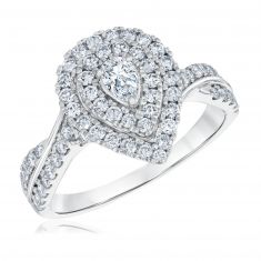 1ctw Pear-Shaped Diamond Double Halo White Gold Engagement Ring | Couture Collection