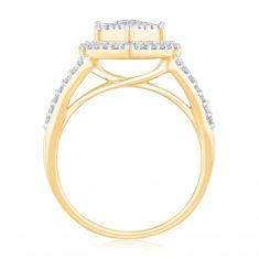 1ctw Pear Diamond Composite Halo Yellow Gold Engagement Ring - Harmony Collection