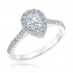 1ctw Pear Diamond Halo Platinum Engagement Ring | Couture Collection
