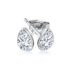 1ctw Pear Lab Grown Diamond White Gold Solitaire Stud Earrings