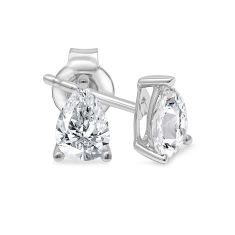 1ctw Pear Lab Grown Diamond White Gold Solitaire Stud Earrings