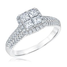 1ctw Princess Diamond Halo White Gold Engagement Ring | Harmony Collection