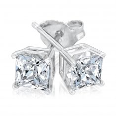 1ctw Princess Diamond Solitaire White Gold Stud Earrings | Heritage