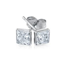 1ctw Princess Lab Grown Diamond White Gold Solitaire Stud Earrings