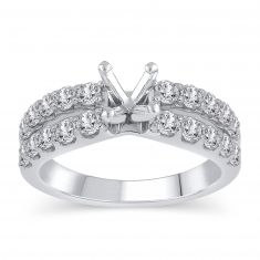 image of 1ctw Round Diamond Double Row White Gold Engagement Ring Setting - Design Collection with sku:TR0042LE-WGS