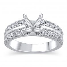 image of 1ctw Round Diamond Double Row White Gold Engagement Ring Setting - Design Collection with sku:TR0044LE-WGS