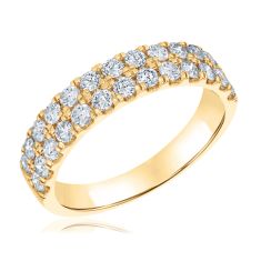 1ctw Round Diamond Double Row Yellow Gold Band | Embrace Collection