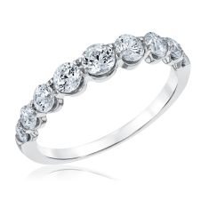 1ctw Round Diamond Graduated White Gold Wedding Band - Embrace Collection