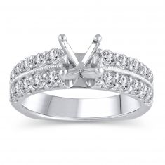 image of 1ctw Round Diamond Milgrain Detail White Gold Engagement Ring Setting - Design Collection with sku:TR0039LE-WGSF4