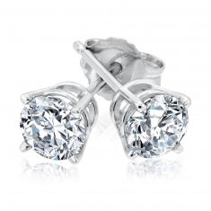 1ctw Round Diamond Solitaire White Gold Stud Earrings | Heritage