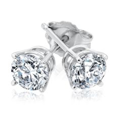1ctw Round Diamond Solitaire White Gold Stud Earrings - Heritage