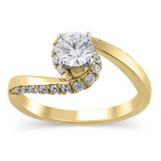 1ctw Round Diamond Yellow Gold Bypass Engagement Ring - Glow Collection