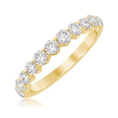 1ctw Round Diamond Yellow Gold Wedding Band - Embrace Collection