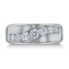 1ctw Round Lab Grown Diamond White Gold Band | Men