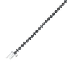 1ctw Treated Black Diamond and Diamond Sterling Silver Bracelet