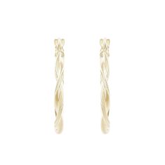 Yellow Gold Twist Hoop Earrings, 15mm