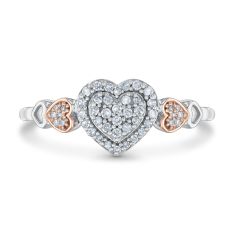 1/6ctw Diamond Sterling Silver and Rose Gold Heart Promise Ring