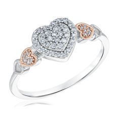 1/6ctw Diamond Sterling Silver and Rose Gold Heart Promise Ring