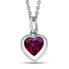 Personalized Bezel-Set Heart Gemstone Heart Pendant Necklace Personalized Bezel-Set Heart Gemstone Heart Pendant Necklace