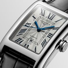 Longines DolceVita Automatic Silver Dial Black Leather Strap Watch 27.7x43.8mm - L57574710