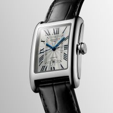 Longines DolceVita Automatic Silver Dial Black Leather Strap Watch 27.7x43.8mm - L57574710