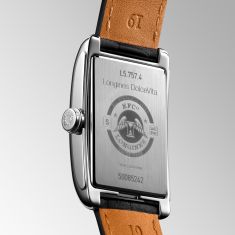 Longines DolceVita Automatic Silver Dial Black Leather Strap Watch 27.7x43.8mm - L57574710