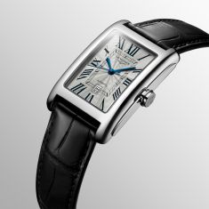 Longines DolceVita Automatic Silver Dial Black Leather Strap Watch 27.7x43.8mm - L57574710