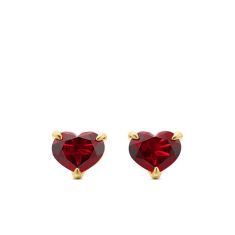 David Yurman Chatelaine Heart Stud Earrings in 18K Yellow Gold with Garnet, 8mm 1