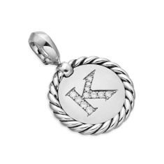 David Yurman Initial Charm in Sterling Silver with Diamond K 1