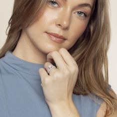 1ctw Diamond Cluster White Gold Engagement Ring and Wedding Band Set - Harmony Collection