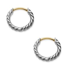 David Yurman Sculpted Cable Huggie Hoop Earrings in Sterling Silver