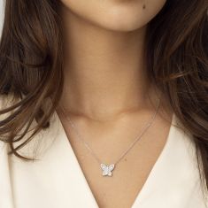 1/2ctw Diamond Butterfly 10k White Gold Necklace