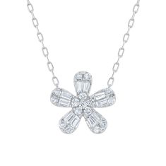 image of 1/4ctw Diamond Flower 10k White Gold Necklace with sku:20397824
