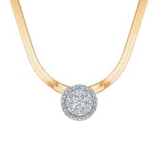 1/2ctw Diamond 10k Yellow Gold Herringbone Chain Necklace 1