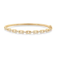 1/4ctw Diamond 10k Yellow Gold Link Bangle Bracelet 1