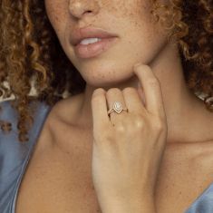 3/4ctw Marquise Diamond Double Halo Yellow Gold Engagement Ring - Glow Collection