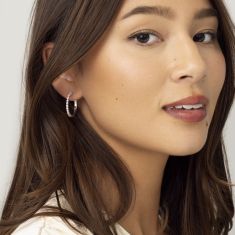 1/10ctw Diamond Sterling Silver Hoop Earrings 20mm