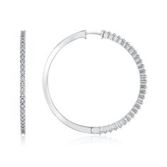 1/3ctw Diamond Sterling Silver Hoop Earrings 40mm 1