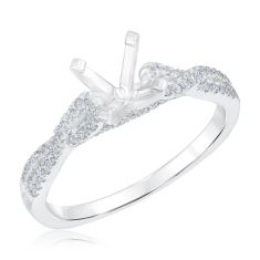 1/4ctw Diamond Twist 14k White Gold Engagement Ring Setting