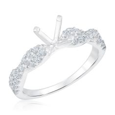 1/2ctw Diamond Twist 14k White Gold Engagement Ring Setting