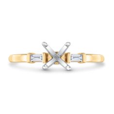 1/10ctw Baguette Diamond 14k Yellow Gold Engagement Ring Setting