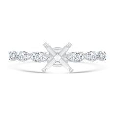 1/4ctw Diamond Scalloped 14k White Gold Engagement Ring Setting