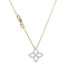image of Roberto Coin Princess 1/2ctw Diamond Outline Medium Flower 18k Yellow Gold Pendant Necklace with sku:20407532
